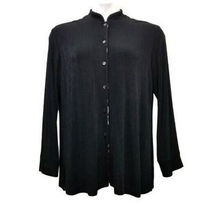 Chicos Travelers 2 Top Jacket Black Slinky Liquid Knit L‎ 12 Whimsigoth Travel